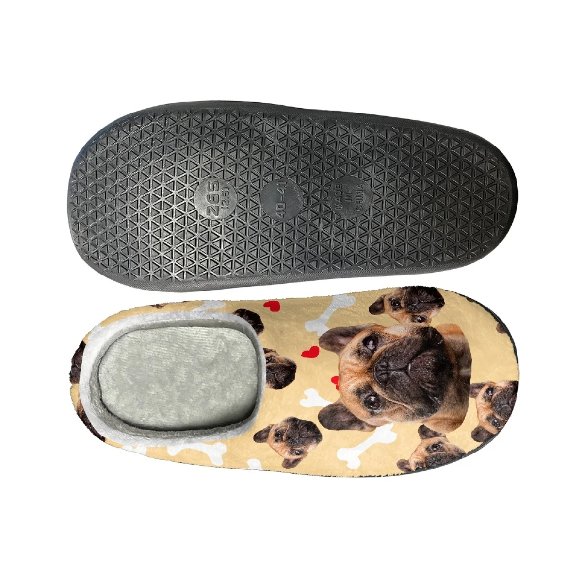 Kawaii Cartoon Pug Pattern Women Men Autumn Winter Home Cotton Slippers Outdoor Indoor Breathable Plush Slippers Custom Image