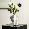 CAPIRON French White Ceramic Vase Unique Modern Art Plant Container Pampas Grass Dried Fresh Flower Centerpiece Home Decoration 1