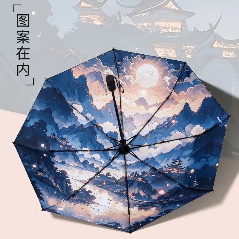 Tian Guan Ci Fu,Heaven officials blessing,Chinese style Anime,Anti-UV,Automatic Rain Compact Umbrella for Woman Man