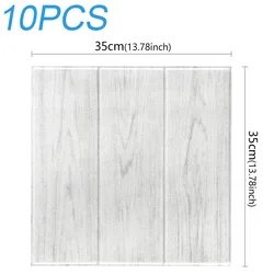 Set of 10 Wood Grain 3D Wall Stickers - Waterproof, Foam, Soundproof, Self - Adhesive Decorative Decals (White oak)