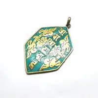 Tibet Six Words Mantras Amulet Tibetan Jewelry Copper Lotus Amulets Pendant TBP175 1