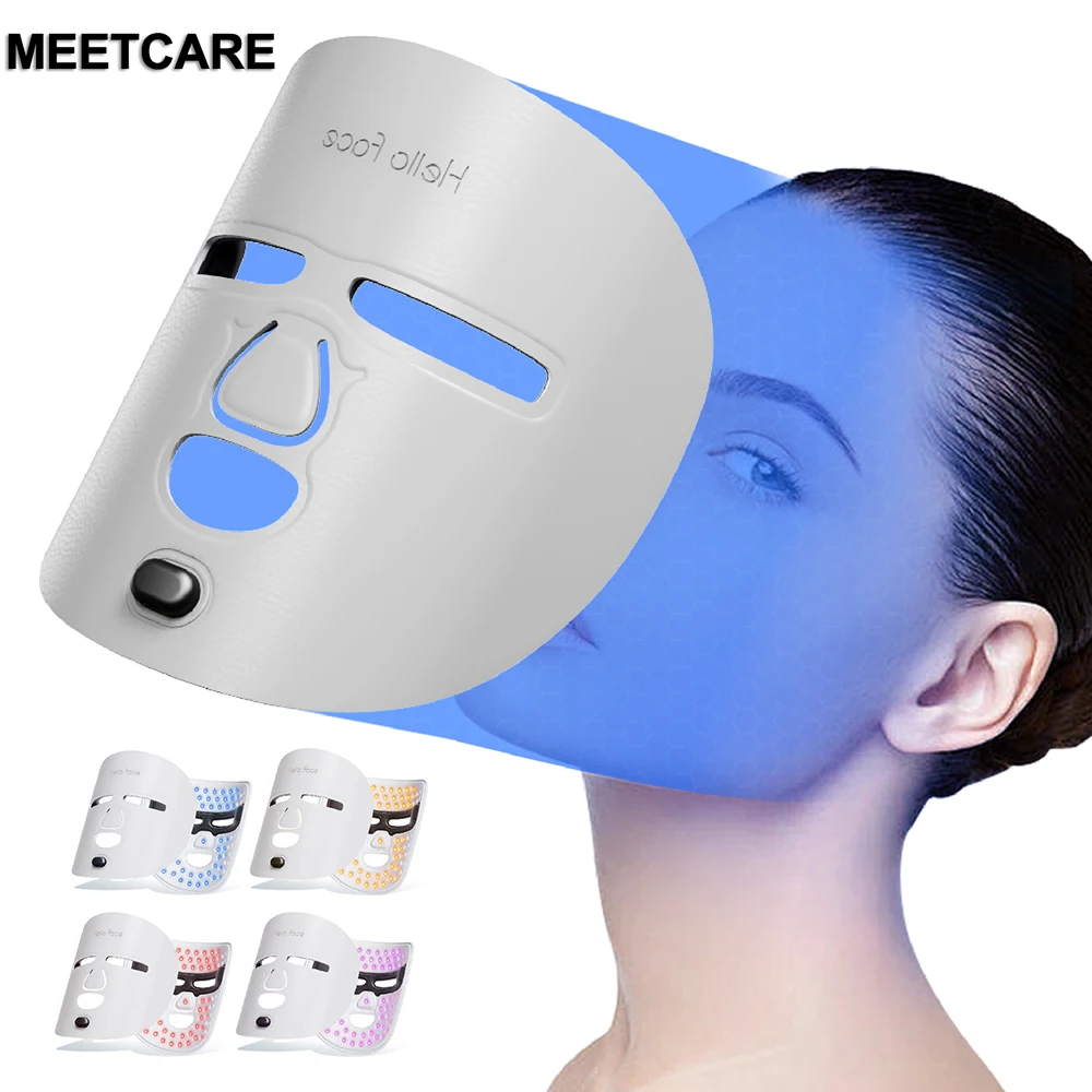 332 Beams Red Light Therapy LED Face Mask 4 Colors Facial 850nm Near Infrared Light Mask Anti Acne Scars Improve Deep Skin Layer
