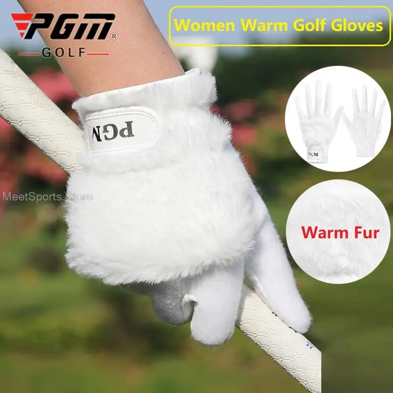 

PGM Golf Women's Gloves Autumn and Winter Plush Thickened Mittens Ladies Faux Rabbit Fur Thermal Gloves 1 Pair