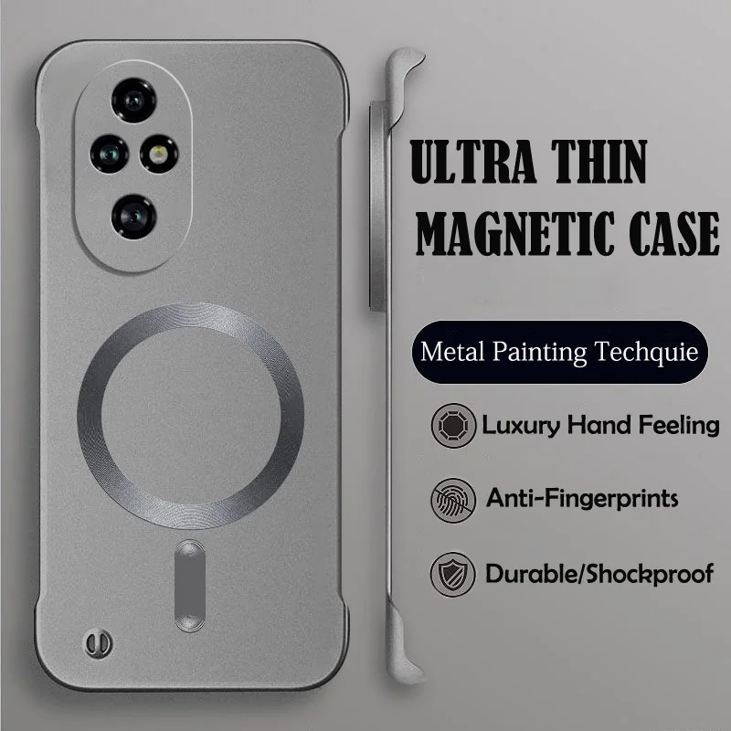 Luxury MagSafe Wireless Charging Phone Case with Magnetic Bumper and Hard Protective Cover