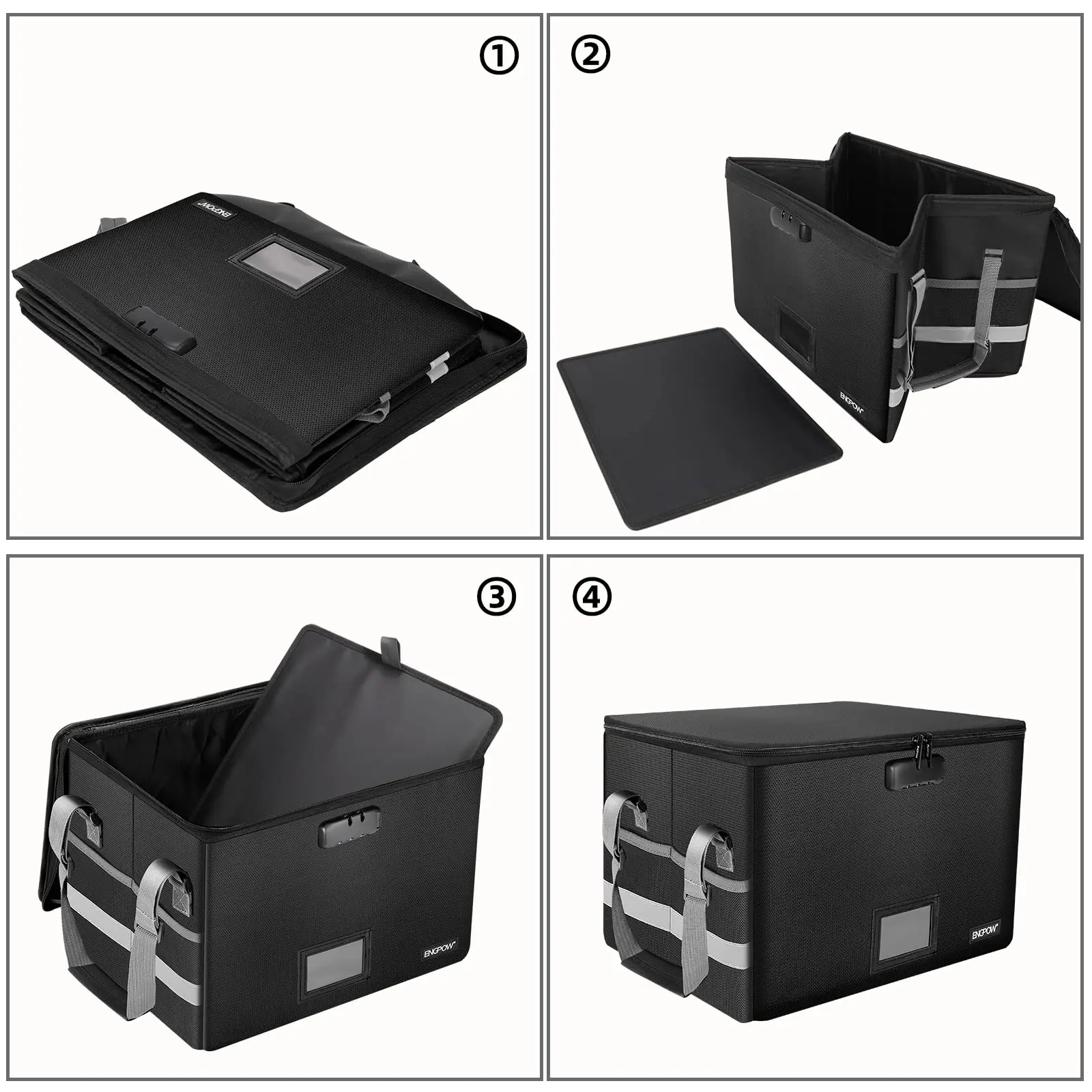 File Box with Lock,Fireproof Box File Storage Organizer Anti-Static Box,Collapsible Fireproof Document Filing with Handl