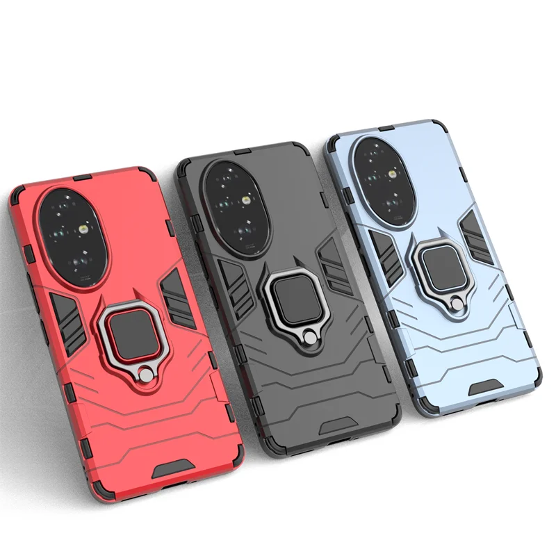 Luxury Shockproof Armor Phone Case with Magnetic Ring Holder Stand and Back Cover