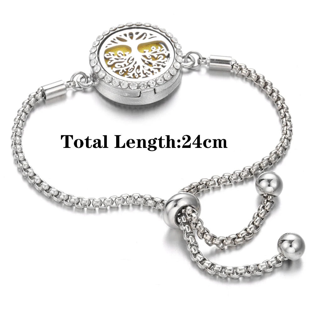 Aromatherapy Bracelet Women Essential Oil Diffuser Jewelry Adjustable Chain Tree Flower Wing Heart Locket Aroma Perfume Bracelet bracelet jewelry