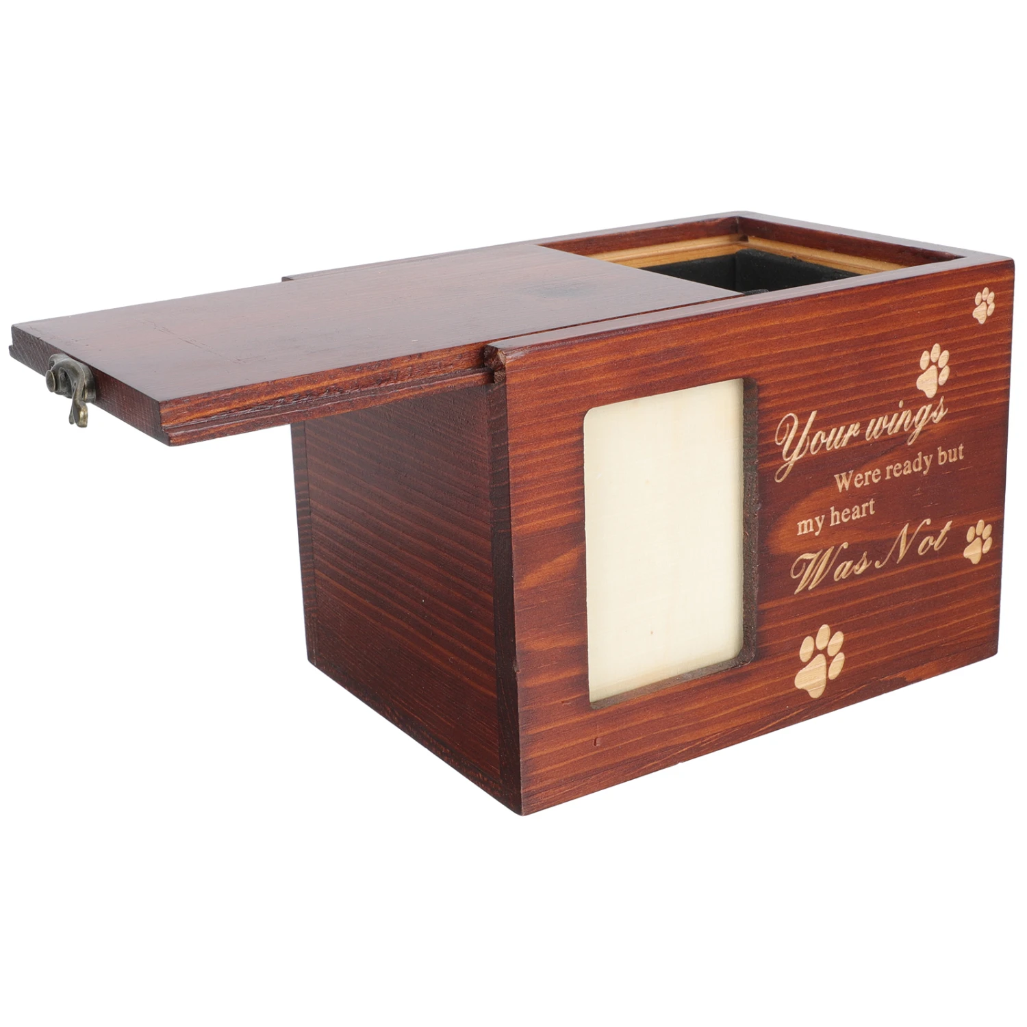 Beautiful Small Wooden Pet Memorial Keepsake Photo Urn for Cats and Dogs-Unique and Personalized Cremation Ash Casket-Though