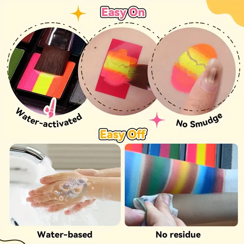 Body Face Painting Kit for Kids Adults,10 Color Face Makeup Palette with Brush,Halloween Carnival Artist Cosplay Art Party 4
