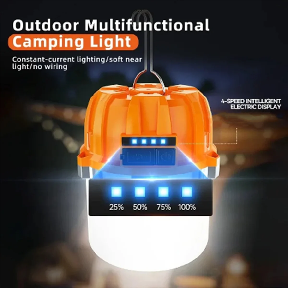 ABZV-USB Rechargeable LED Camping Lights Outdoor Camping BBQ Tents Hanging Lantern Emergency Power Bank
