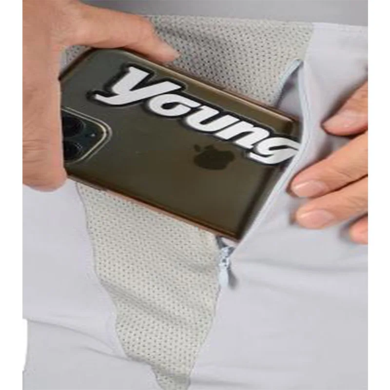 New Fitness Leisure Summer Basketball Men's Basketball Running Elastic Double-layer Fake Two Shorts 6