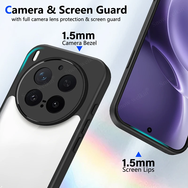 Clear Shockproof Phone Case | Transparent Silicone with PC Back and TPU Bumper