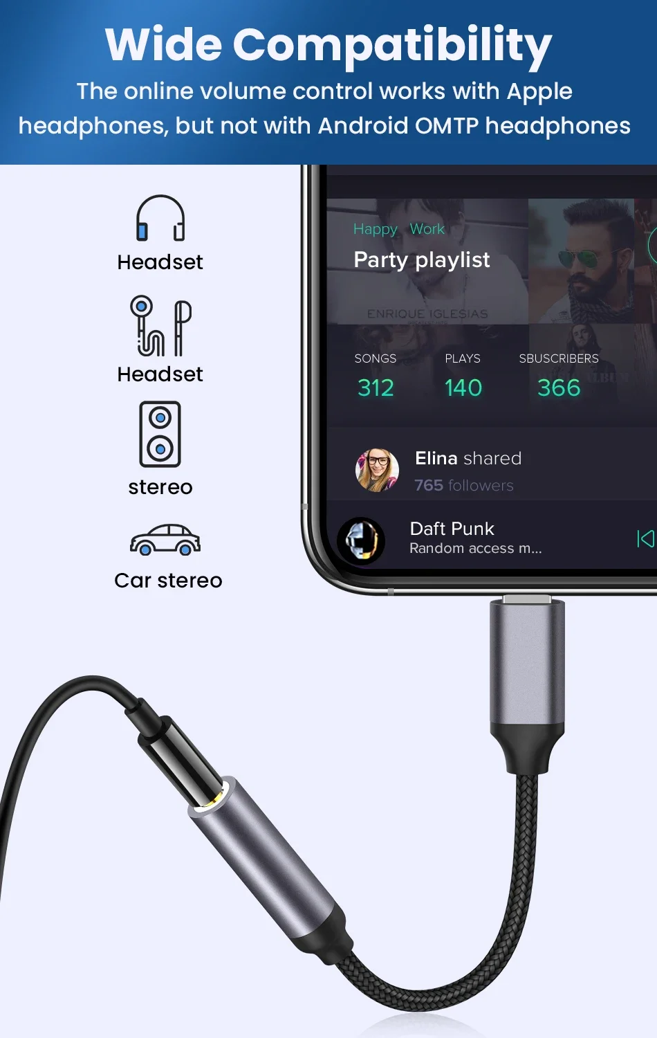 Universal Audio Adapter Kit: Lightning & USB-C to 3.5mm Jack Converter