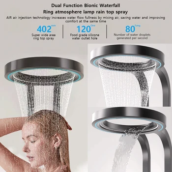 ระบบฝักบัวอาบน้ำแบบติดผนังสุดหรู พร้อมจอแสดงผลดิจิตอล ฝักบัวแบบเรนชาวเวอร์ สำหรับห้องน้ำ พร้อมก๊อกผสมทองเหลือง ชุดฝักบัวอาบน้ำครบชุด 2