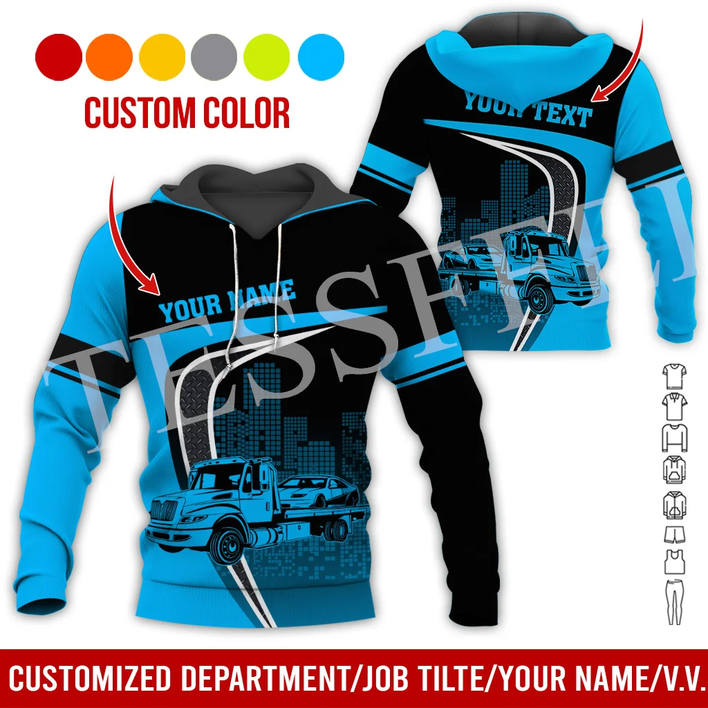 

6Custom Name Cosplay Tow Truck Driver Trucker Worker Retro Tracksuit 3DPrint Harajuku Casual Pullover Jacket Vintage Hoodies X41