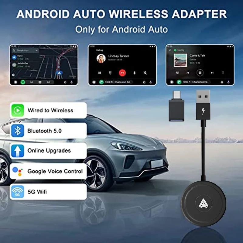 Wireless Android Auto Car Adapter/Dongle for OEM Wired AA Car Converts Wired Android to Wireless Fits for Phones wireless adapter