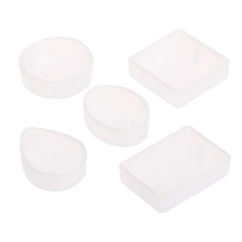 E0BF Silicone Mold Set of 5 Mini Transparent Decorative Epoxy Resin Moulds for DIY Necklace Earrings Jewelry Making Accessory