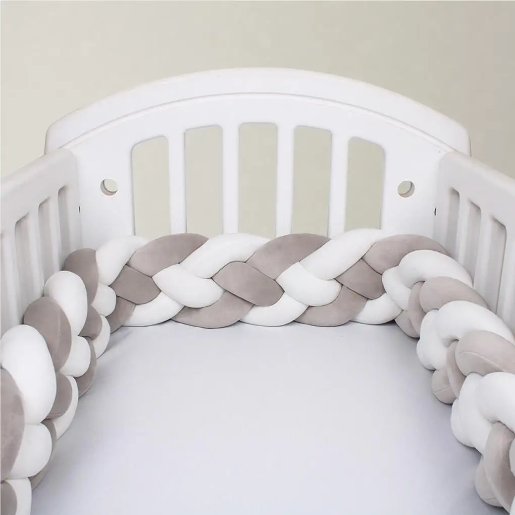 

1.8/2.8/3.8M Baby Bed Bumper Toddler Newborn Cotton Crib Arm Anti-collision Protector Nursery Room Cradle Braid Knot for Girls