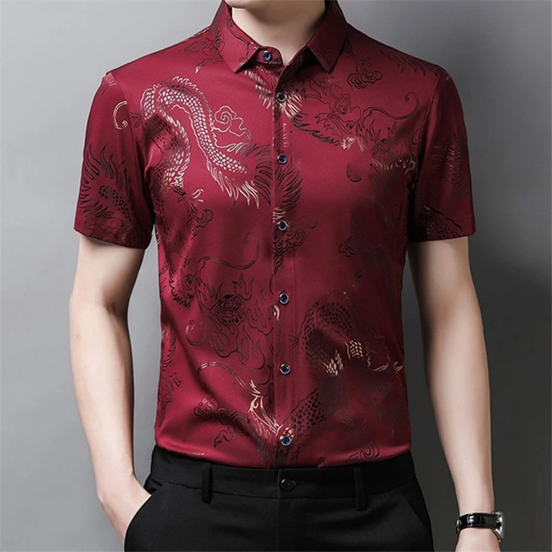 Men-Vintage-Chinese-Style-Dragon-Print-Short-Sleeve-Button-Shirts-2023 ...
