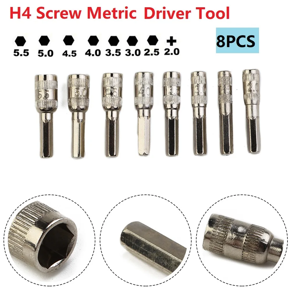 

Hand Tools Home Socket Hex Socket Driver Tool 8pcs/Set Drill Bit Hex Nut Hex Shank PH2.0/M2.5-5.5mm Silver Tone