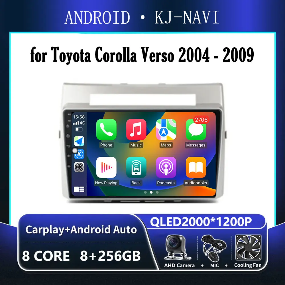 

Автомагнитола для Toyota Corolla Verso 2004-2009, мультимедийный проигрыватель на Android 14 с GPS-навигацией, 2 din, Wi-Fi, DSP