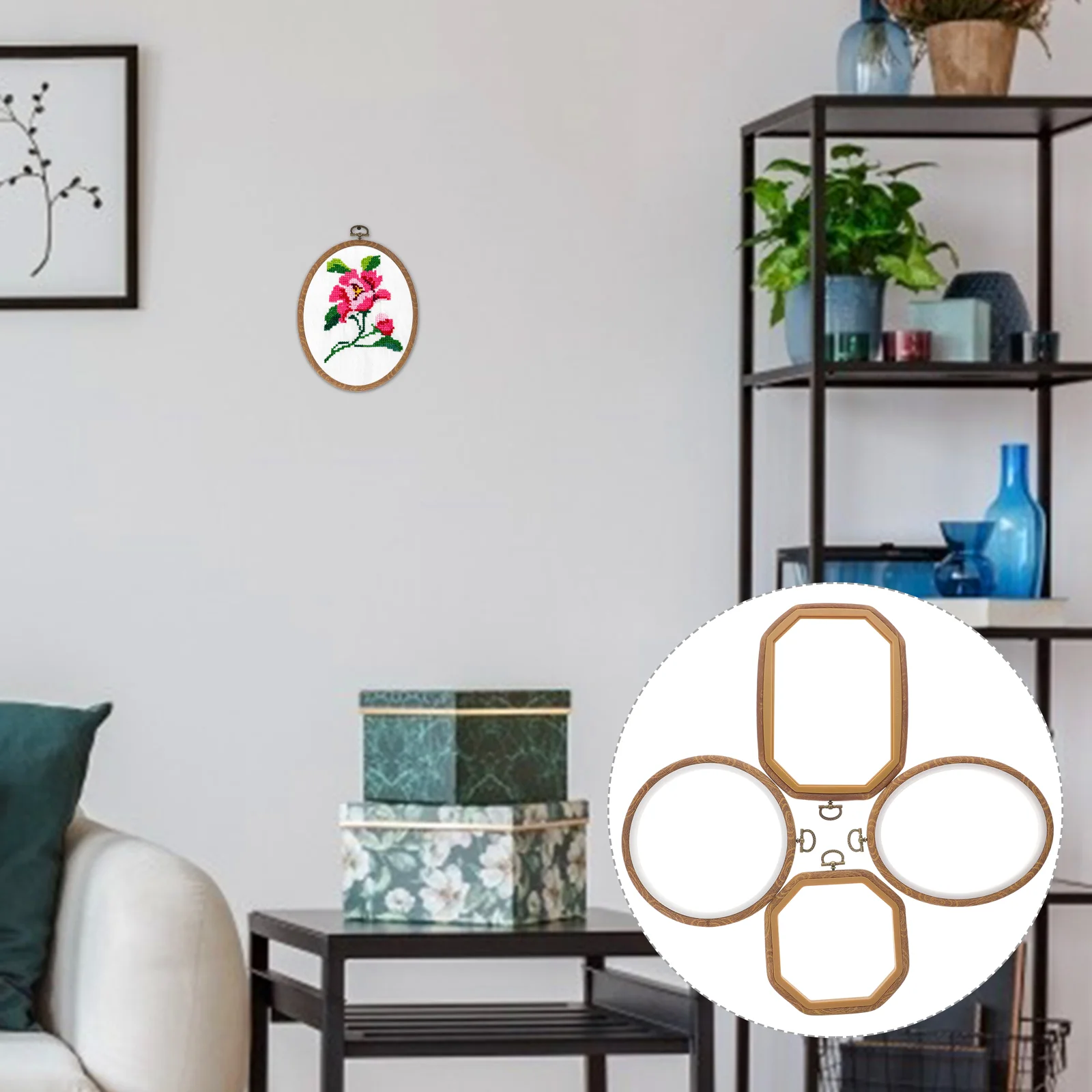 

4Pcs Plastic Embroidery Frame Cross Stitch Hoops Craft Sewing Hoops Stitching Hoops for Women