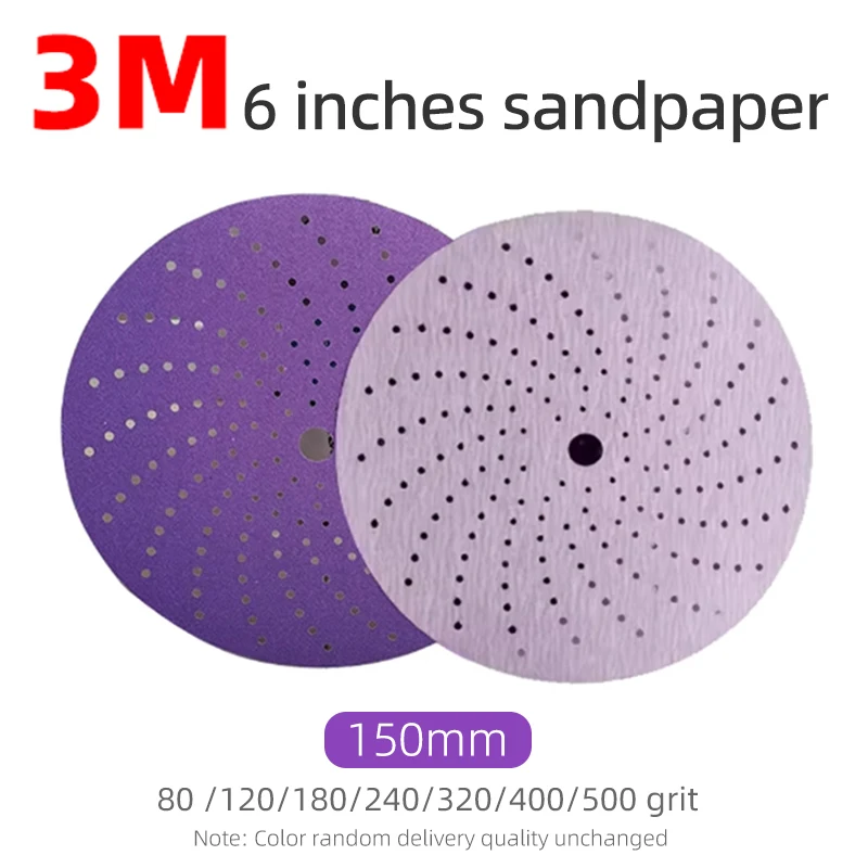 3M6-inch Purple Cyclone Sandpaper 150mm Flocked Self-adhesive Disc Abrasive Car Hardware Wood Sanding 80-800grit sanding discs polish sand paper sandpaper tools