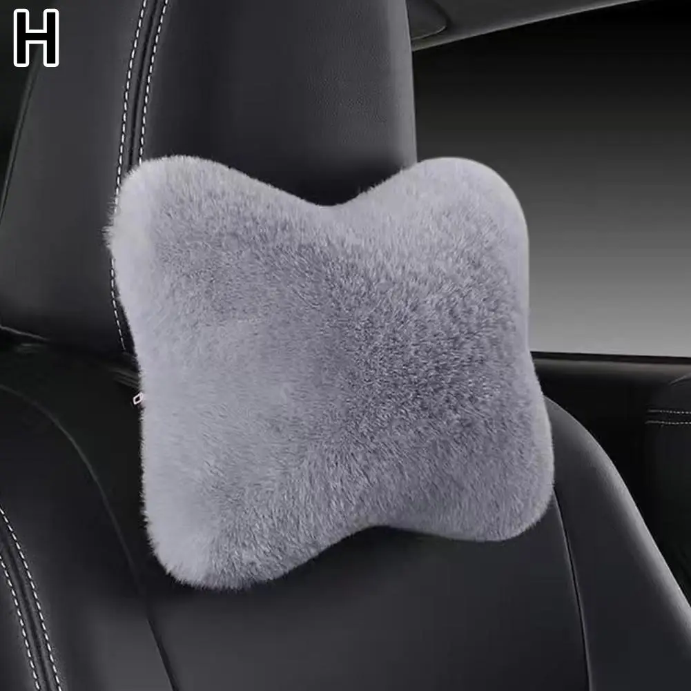 Winter Car Neck Rest Pillow Plush Car Headrest Support Plush Cushion Comfort Accessories Pillow Lumbar And Warmth Univ 1pcs