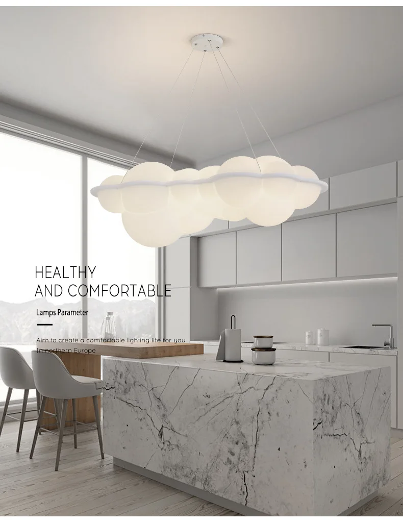 Wolken-Pendelleuchte, minimalistische kleine Nuvola-Lampe, Persönlichkeit, italienische Designerlampe für Wohnzimmer, Schlafzimmer über Inselbeleuchtung – Detail 4