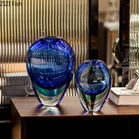 Gradient Blue Glass Vase Transparent Flowers Pots Desk Decoration Flower Arrangement Colorful Floral Vases Room Aesthetic Decor 2