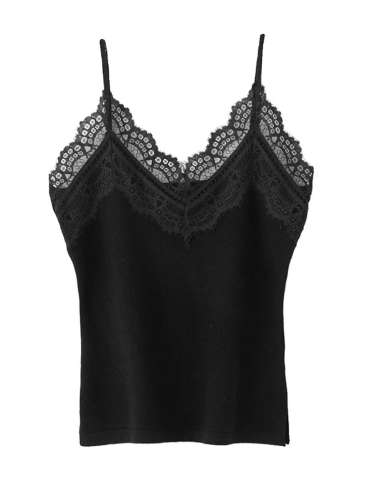 Women's Lace Trim ter Vest Ice Silk Knitted Svel Top Outerwear Suit Inner Match Beautiful Ba ort Sle Daily Wear