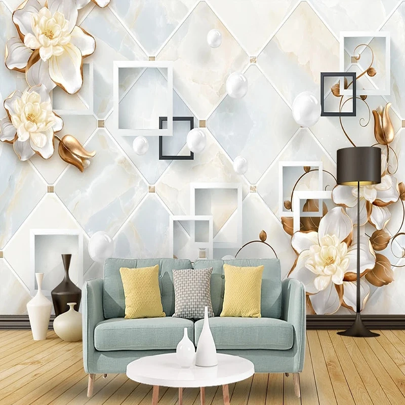 

Custom 3D Mural Wallpaper For Living Room Suite Luxury Decoration 3D Three-dimensional Geometric Wall Paper Wall Covering Fresco