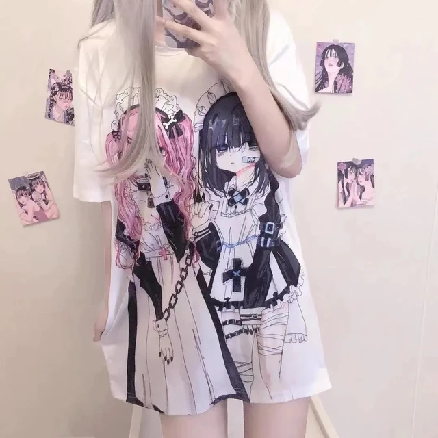 Mulher Topo Camisas De Manga Longa Anime Moletom Mulher Kawaii Roupas  Primavera Outono Hip Hop Japonês Harajuku Anime E Menina Roupas - Camisetas  - AliExpress