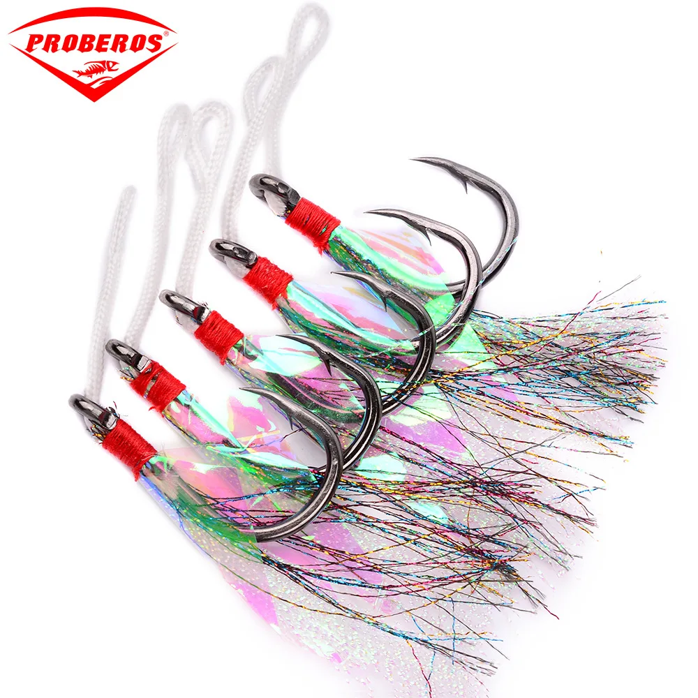 Description Picture 2 of item1/0 # 5pcs Sea Fishing with Barbed Wire Tied To The Fur Boat Iron Plate Hook Lure Fishing Gear Resistant To Seawater Corrosion