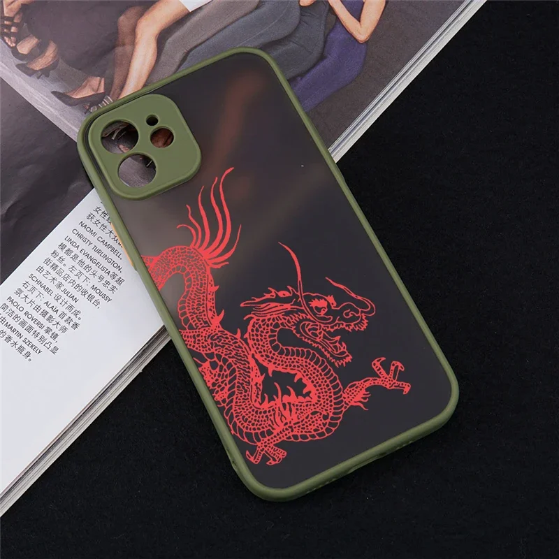 Unique Aesthetic Red Dragon Phone Case with Soft Bumper Back Cover