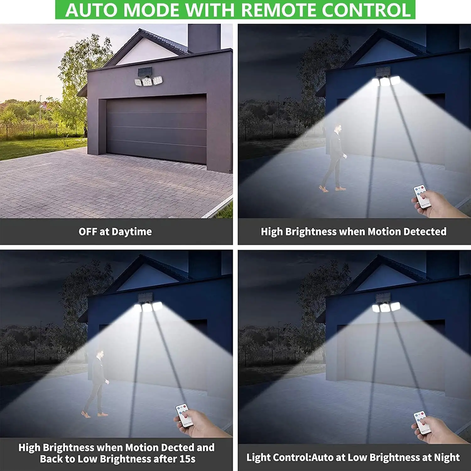 Outdoor Solar Light 3 Head Motion Sensor 270 Wide Angle Illumination Waterproof