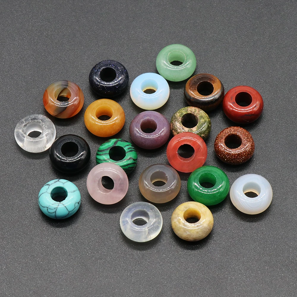 

5pcs/lot Big Hole Beads Natural Stone Crystal Opal Spacer Bead Charm Pendant for Jewelry Making DIY Earring Necklace Accessories