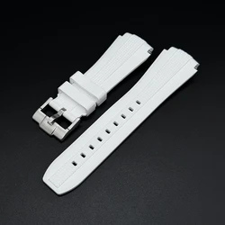 Unisex Black, White, and Grey Silicone Watch Bands, 20mm Strap Collection (White)