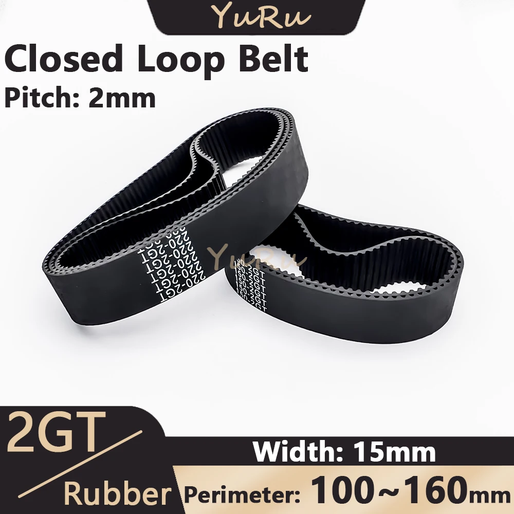 2mgt 2gt Belt Width 15mm Rubber Closed Loop Perimeter 100 110 120 122