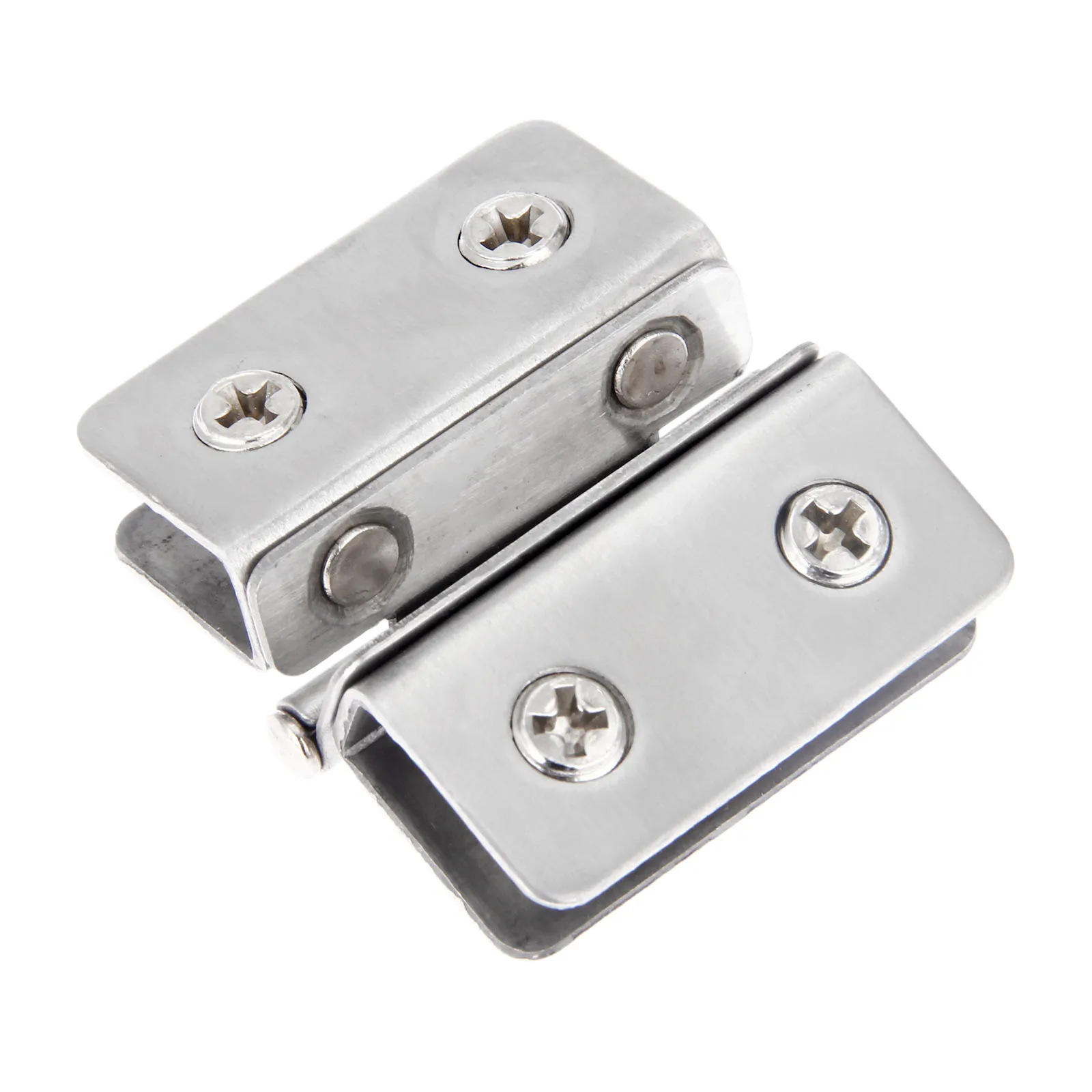 4Pcs 180 Degree Glass Door Hinges Adjustable Double Sided Clip Stainless Steel Cabinet Cupboard Glass Clamps Clip for 5-8mm