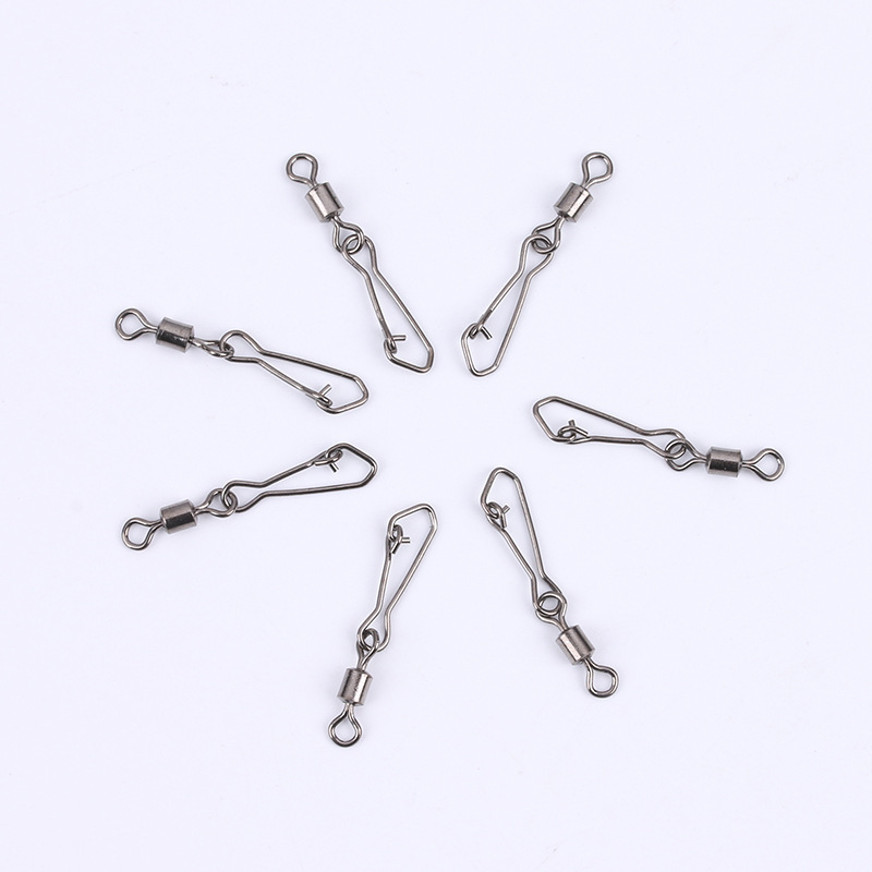 50pcs Fishing Lure Connector Fishing Barrel Rolling Swivel Fishing Quick Pin Hooks Link Snap Fishing Accessories