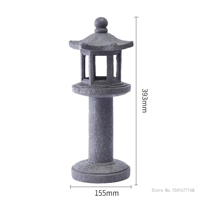 Resin Imitation Stone Tower Statue Lamp, New Chinese Palace Retro Solar Energy Lamp, Garden Landscape Lawn Lamp