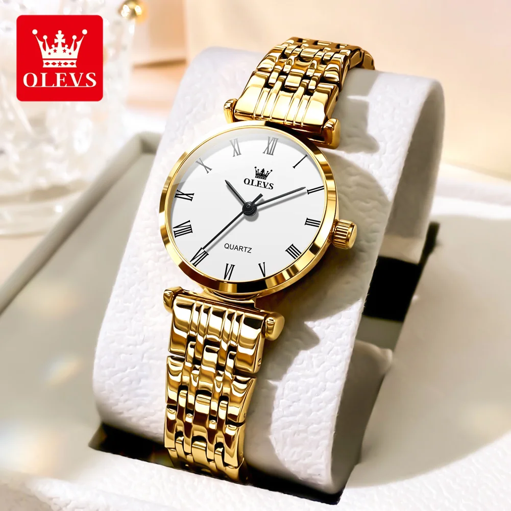 OLEVS 5592 Original Waterproof Quartz Watch For Women Top Brand Stainless Steel Ladies Wristwatch Roman Scale Fashion Watch 2024