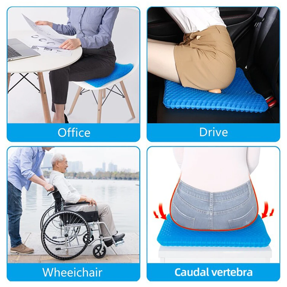 Large Gel Seat Cushion, Double Layer Egg Gel Cushion for Car Seat Office  Wheelchair Chair, Breathable Chair Pads Help in Relieving Pressure Pain