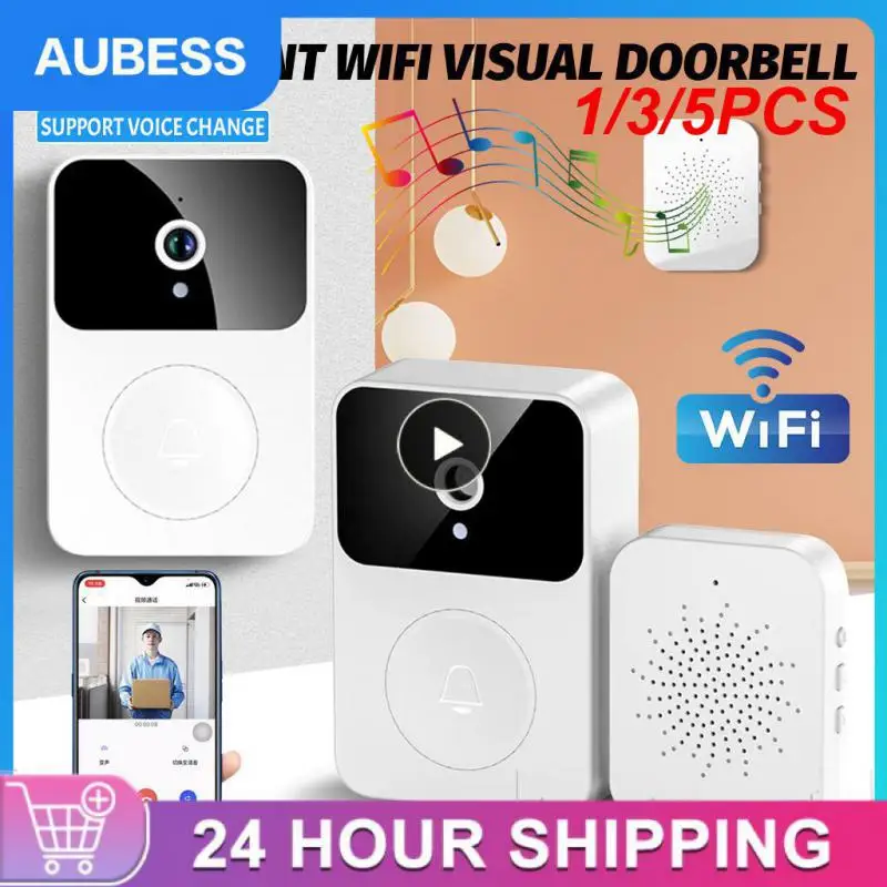 

1/3/5PCS Smart Wireless Remote Video Wifi Rechargeable Security Door Doorbell Two-way Audio Voice Visual Intelligent Doorbell