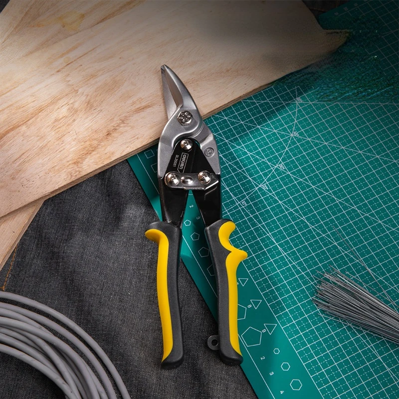 Deli Aviation Tin Industrial Scissors Multipurpose Tin Sheet Metal Cutting Industrial Work Professional Hand Tool Steel 6