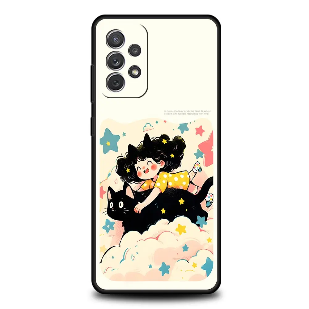 Charming Black Cat Cartoon Phone Case - Stylish Protective Cover