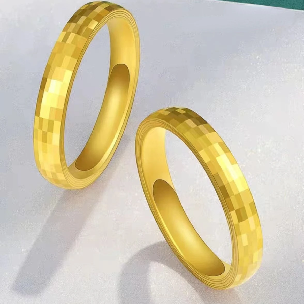 Fashion Gold Couples Wedding Rings Set for Men Women 18k Gold Plated Band Promise Proposal Rings