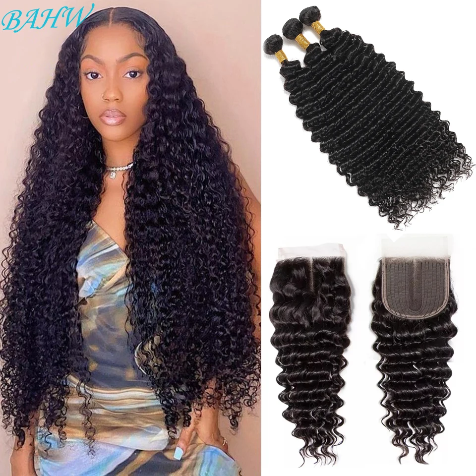 bahw-malaysian-deep-wave-bundles-com-fechamento-weave-bundles-t-part-lace-transparente-virgin-hair