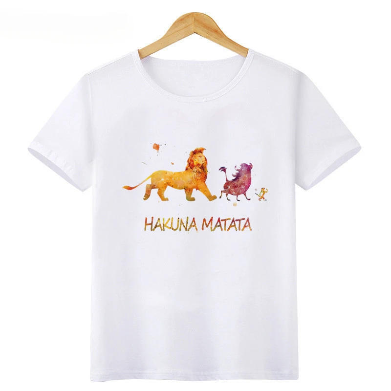 thumbnail image 1 of Camiseta de algodón para niños de Disney, HAKUNA MATATA, Rey León, estampado lindo de Simba, ropa para niñas, camiseta para bebés, ropa divertida para niños, 1 of 5